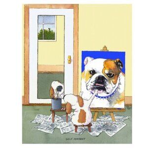 Jim Tweedys Friendly Doggies Open Edition Art Print SELF-PORTRAIT-BULLDOG Sealed